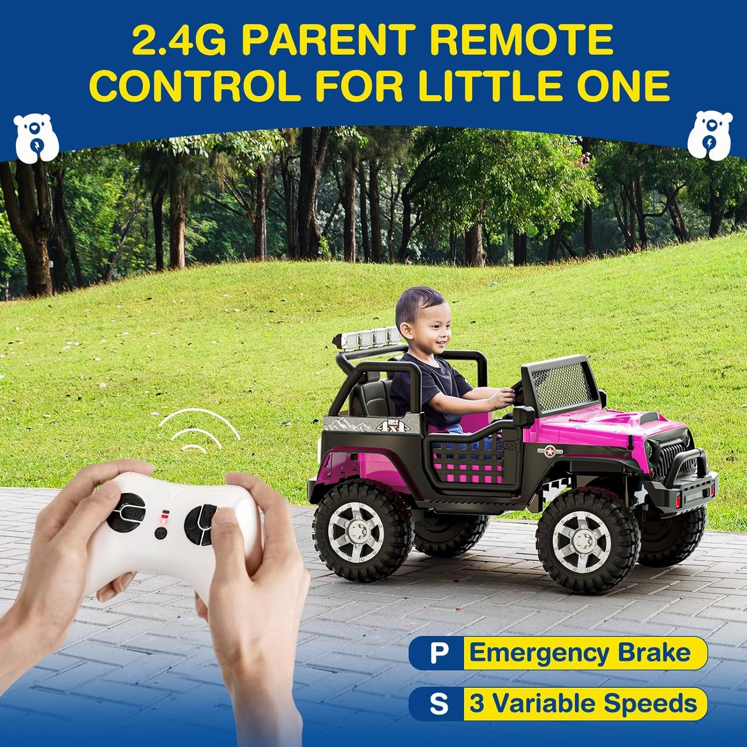 L8 Ride On Car, 2 Seater, 12V Kids Electric Car w/Remote Control, 4-Wheel Suspension, Bluetooth Speaker, Multi Music Modes, 3 Speeds, LED Lights, Xmas & Birthday Gift Ideas for Kids Ages 3 