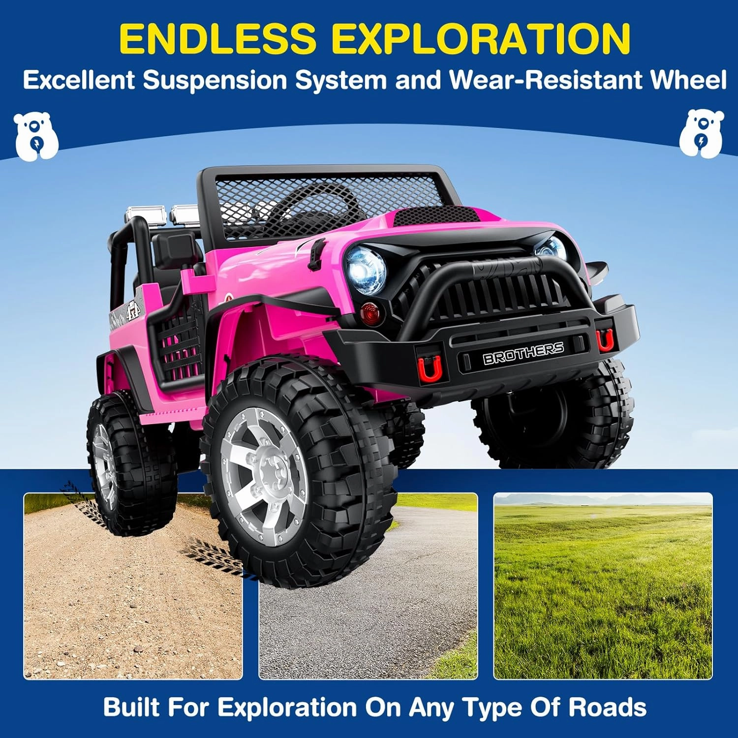 L8 Ride On Car, 2 Seater, 12V Kids Electric Car w/Remote Control, 4-Wheel Suspension, Bluetooth Speaker, Multi Music Modes, 3 Speeds, LED Lights, Xmas & Birthday Gift Ideas for Kids Ages 3 
