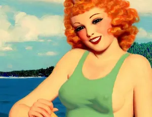 Lake of the Ozarks Missouri Retro Canoe Redhead Pin Up Poster Art Print 243(SIZE:24 x 36 inches)