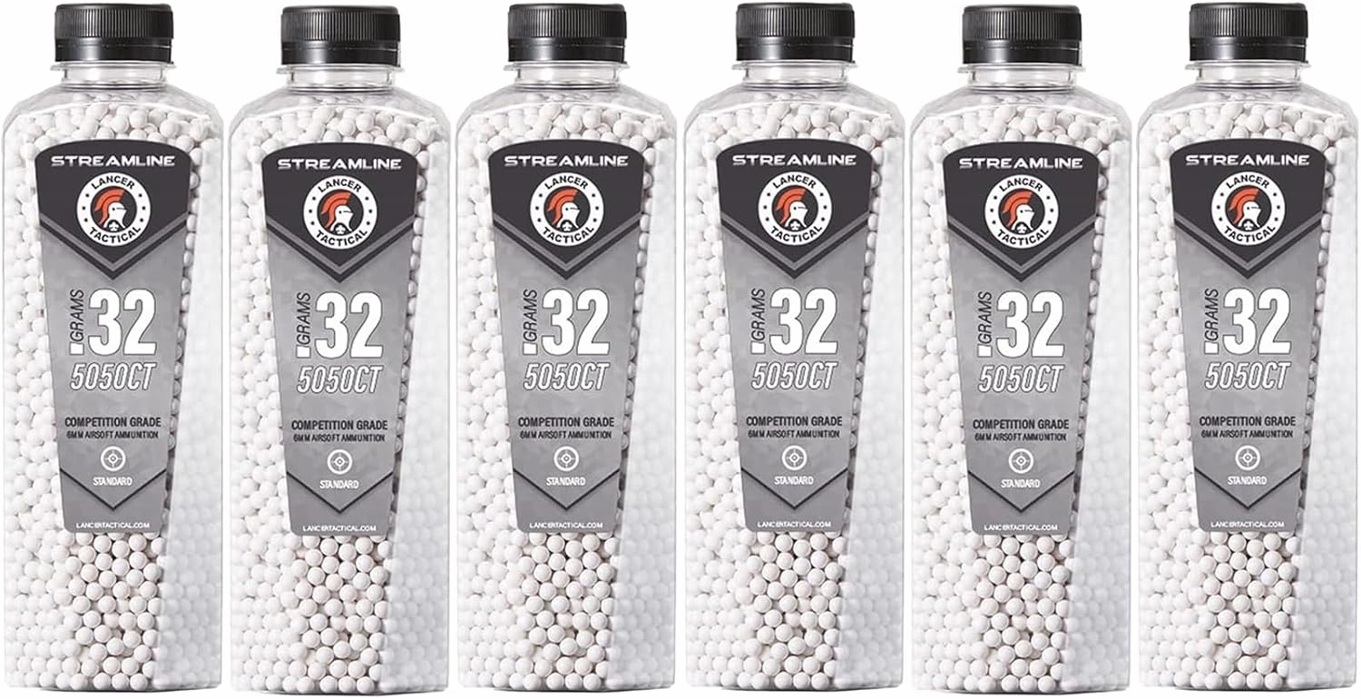 Lancer Tactical Polished 0.30g/0.32g Airsoft BBS Bulk Six Bottles-Made in Taiwan, 5050 Count Each, 30,300 Rounds Total