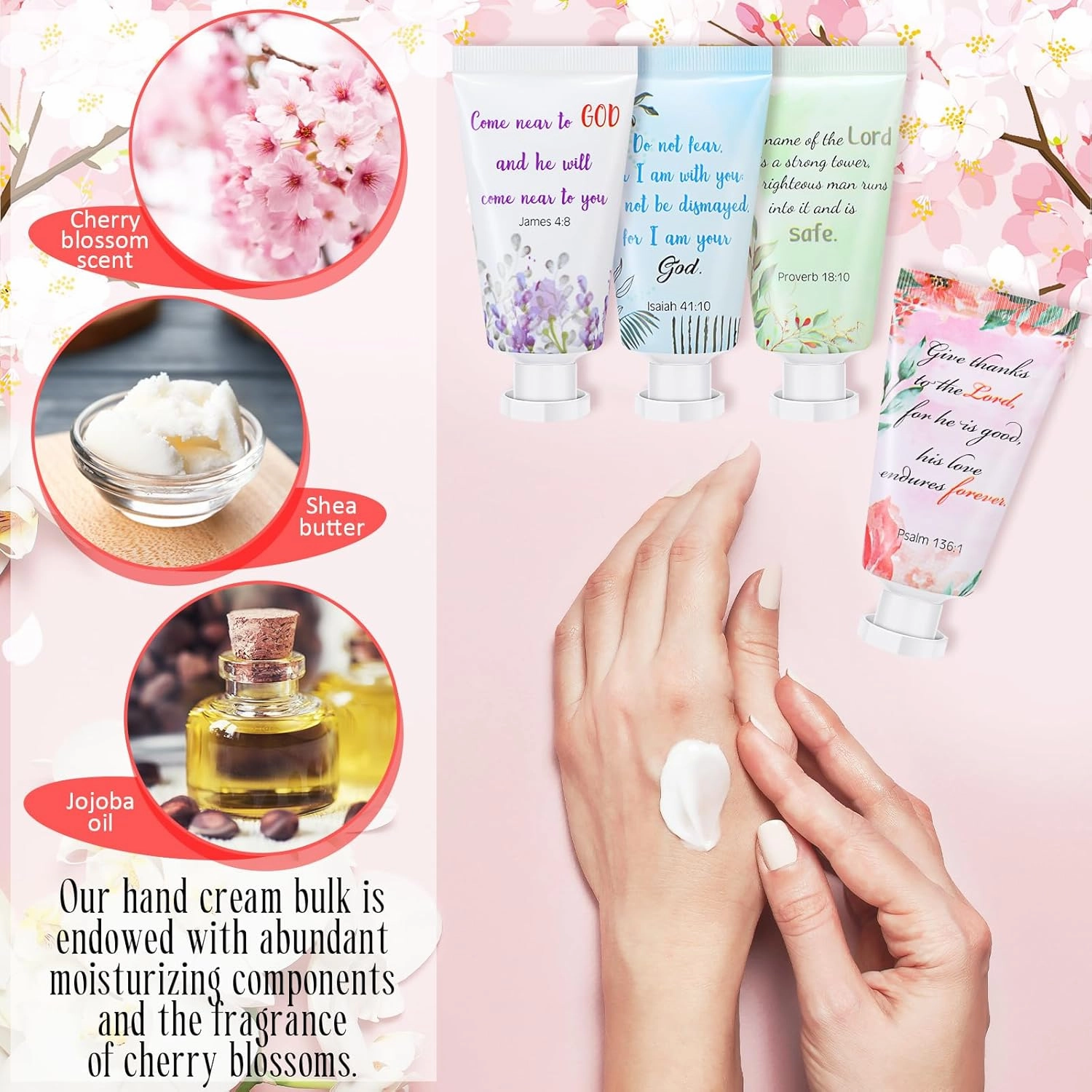 Landhoow 48 Pack Christian Hand Cream Bulk for Women Bible Travel Hand Lotion Set Graduation Religious Bible Verse Gift Set for Church Vbs School Nurse Teacher Wedding Homeless