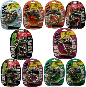 Large Assorted Metal Brain Teasers 10 Pack Metal Wire IQ Puzzles with Paper Box Gift Package Great Educational Intelligence Toys for Kids and Adult by AHYUAN