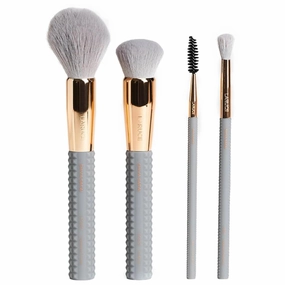 Laruce Beauty Makeup Brush Set 4 Pcs Premium Synthetic Brushes - Powder, Contouring, Brow, Eyeshadow