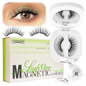 LASHVIEW Magnetic Eyelashes Natural Look, Reusable Magnetic Lashes with Applicator, No Glue Needed, Windproof & Waterproof,Comfort (L01)