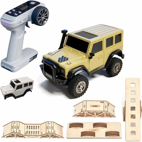LDARC 1:43 Scale Mini RC Crawler RTR RC Rock Truck 4x4 with Climbing Kit 4 PCS(Desert Yellow)