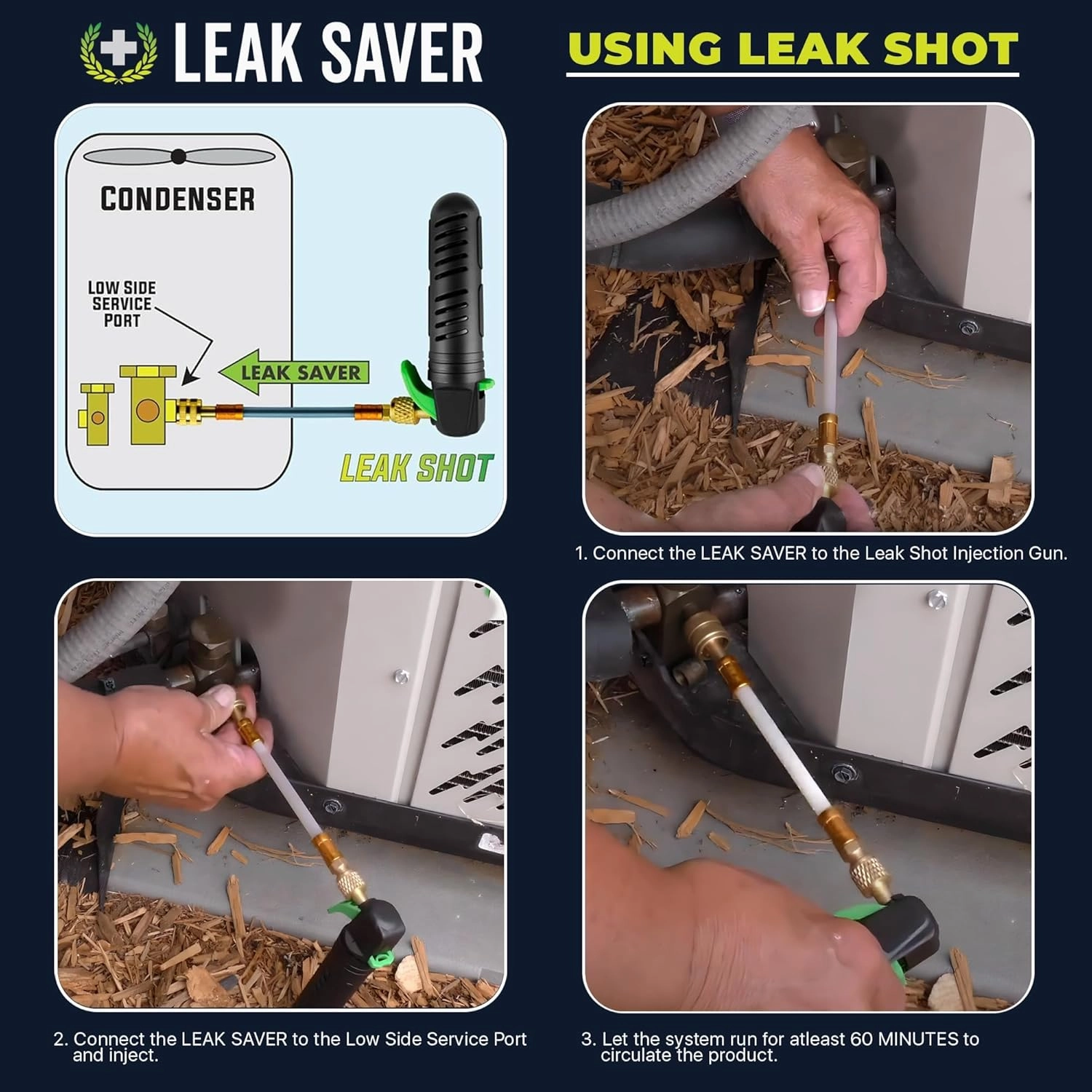 Leak Saver Direct Inject AC Leak Sealer Small System | AC Stop Leak for Most HVAC Systems Up to 1 Ton | Works with All Systems & AC Refrigerants | Made in The USA
