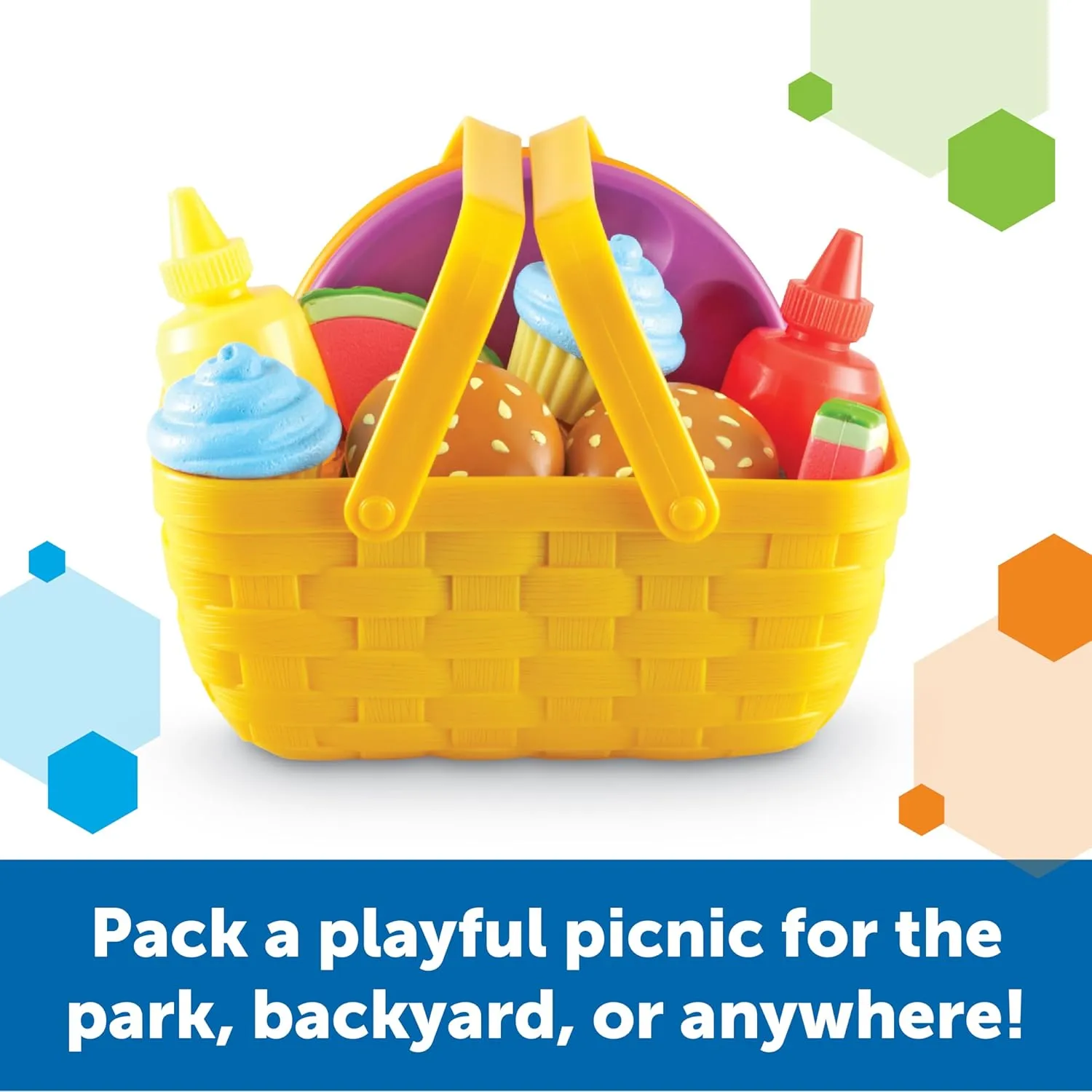 Learning Resources New Sprouts Picnic Set - 15 Pieces, Ages 18  months, Pretend Play Food for Toddlers, Kitchen Play Toys for Kids
