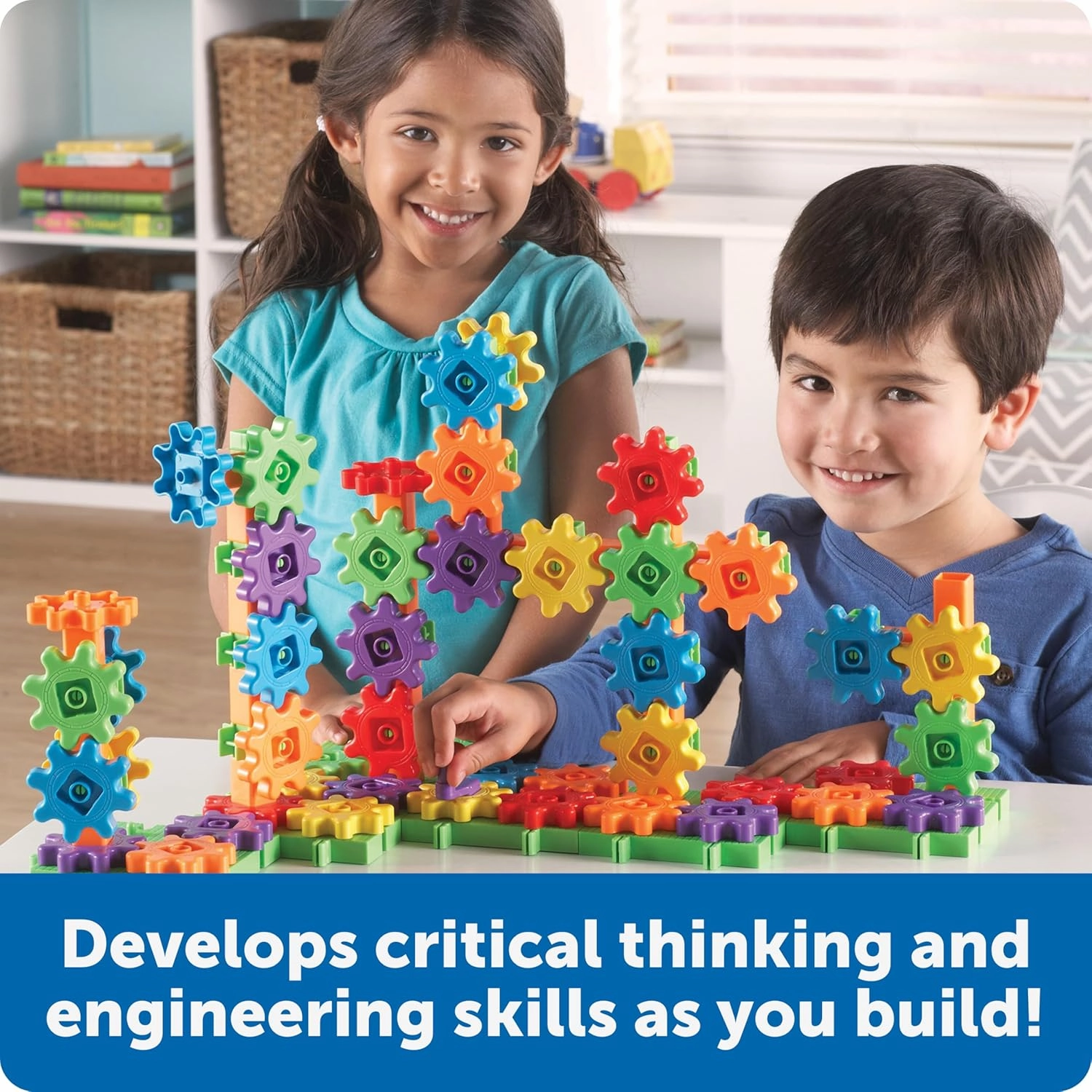 Learning Resources Gears! Gears! Gears! 100-Piece Deluxe Building Set - Ages 3 , Preschool Building Sets, Gears Toys for Kids, STEM Toys for Toddlers, Construction Toy Set