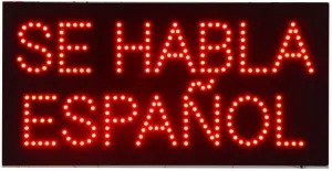 LED Se Habla Español Sign for Business, Super Bright LED Open Sign for Se Habla Español, Electric Advertising Display Sign for Se Habla Español Business Shop Store Window Home Decor. (19" x 10")