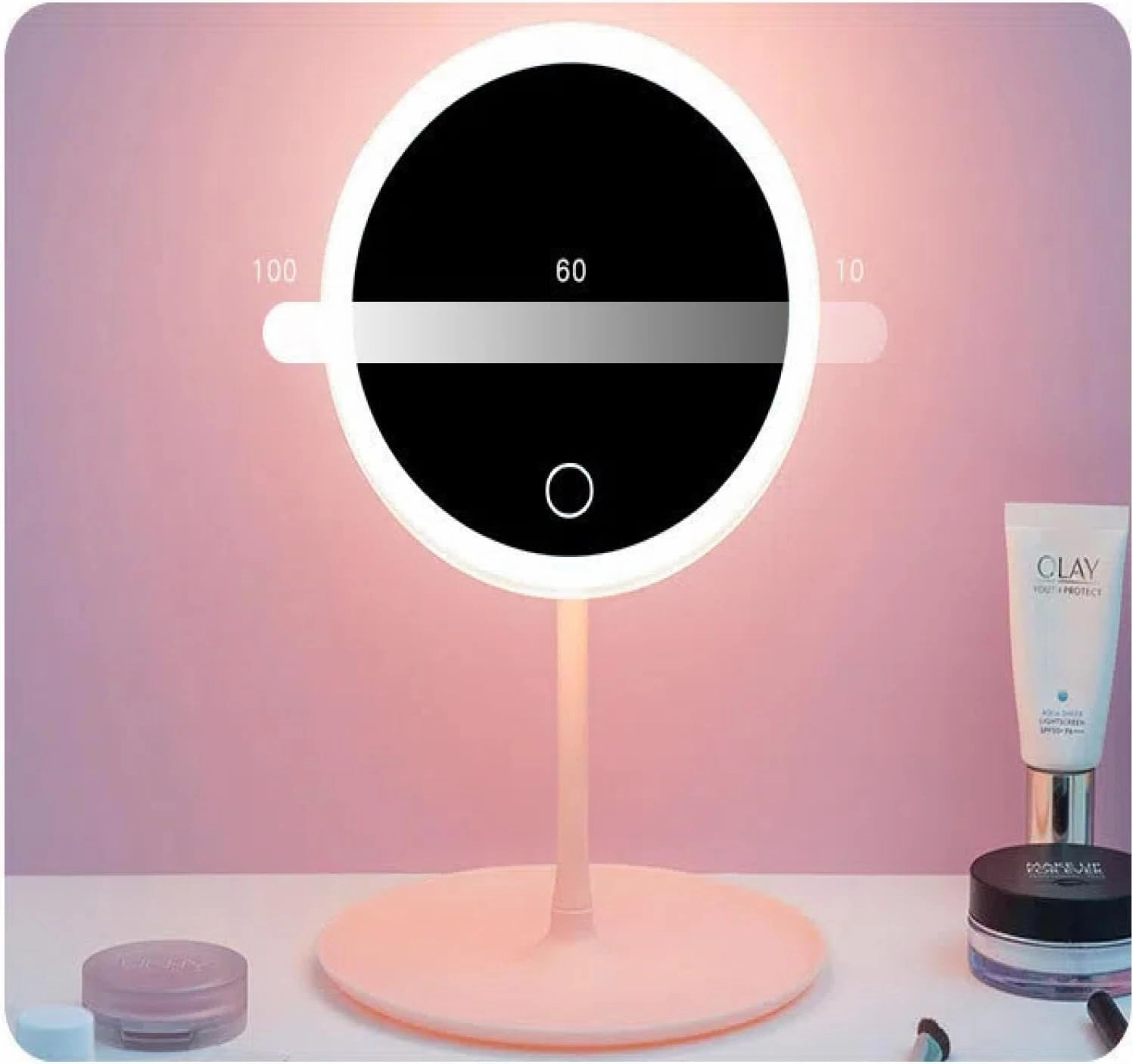 Led Makeup Mirror, Intelligent Adjustable Three-Color Light Dressing Mirror, Desktop Desktop Fill Mirror, One-Click Touch Charging Model