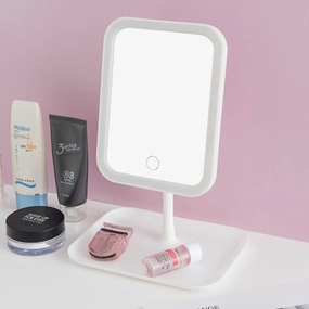 Led Makeup Mirror, Intelligent Adjustable Three-Color Light Dressing Mirror, Desktop Desktop Fill Mirror, One-Click Touch Charging Model