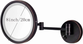 LED Makeup Vanity Mirror,3X Magnification Beauty Mirror Wall Mounted Extendable Bathroom Mirror 360°Swivel Cosmetic Mirror Hardwired Connection,Black