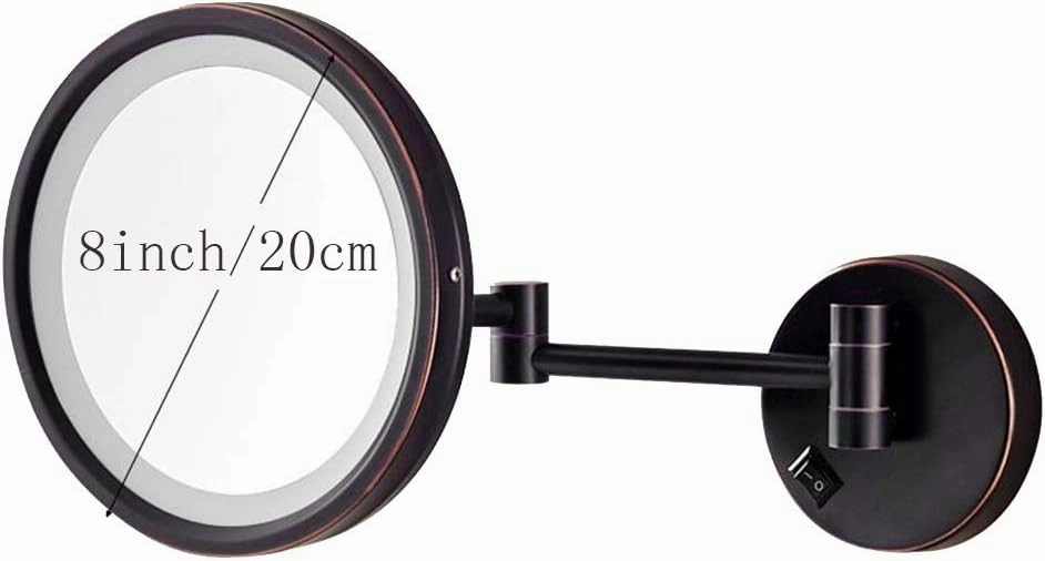 LED Makeup Vanity Mirror,3X Magnification Beauty Mirror Wall Mounted Extendable Bathroom Mirror 360°Swivel Cosmetic Mirror Hardwired Connection,Black