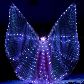 LED Wings Halloween Butterfly Wings Light up Angel Wings LED Moth Cape with Telescopic Sticks for Kids and Adults