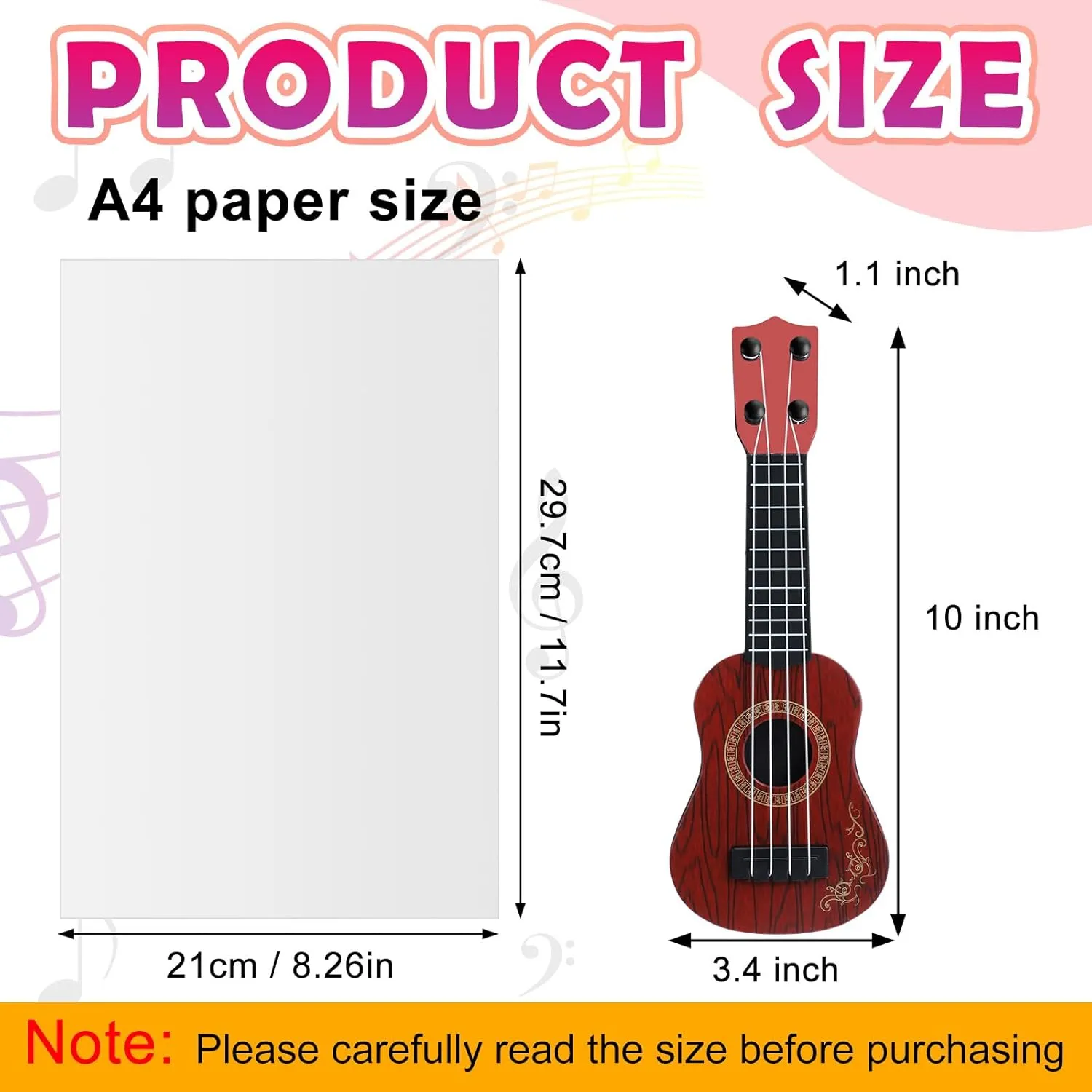 Lenwen 24 Pcs Kids Toy Guitar 10 Inch Ukulele Beginner Musical Instruments Mini Size Toddlers Ukulele Guitar Rhyme Developmental Educational Toy for Toddlers Babies
