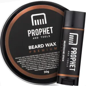 Level 3 Strong Hold Beard & Hair Wax - 24-Hour Hold for Shaping & Styling, Easy Wash Out - Includes Mustache Styling Stick