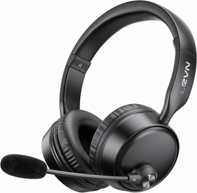 LEVN Bluetooth Headset, Bluetooth Headphones with Microphone (AI Noise Cancelling), 60 Hrs Working Time Dual Connection Wireless Headset with Mic & Mute Button for Work/Phone/Call Center/PC/Laptop