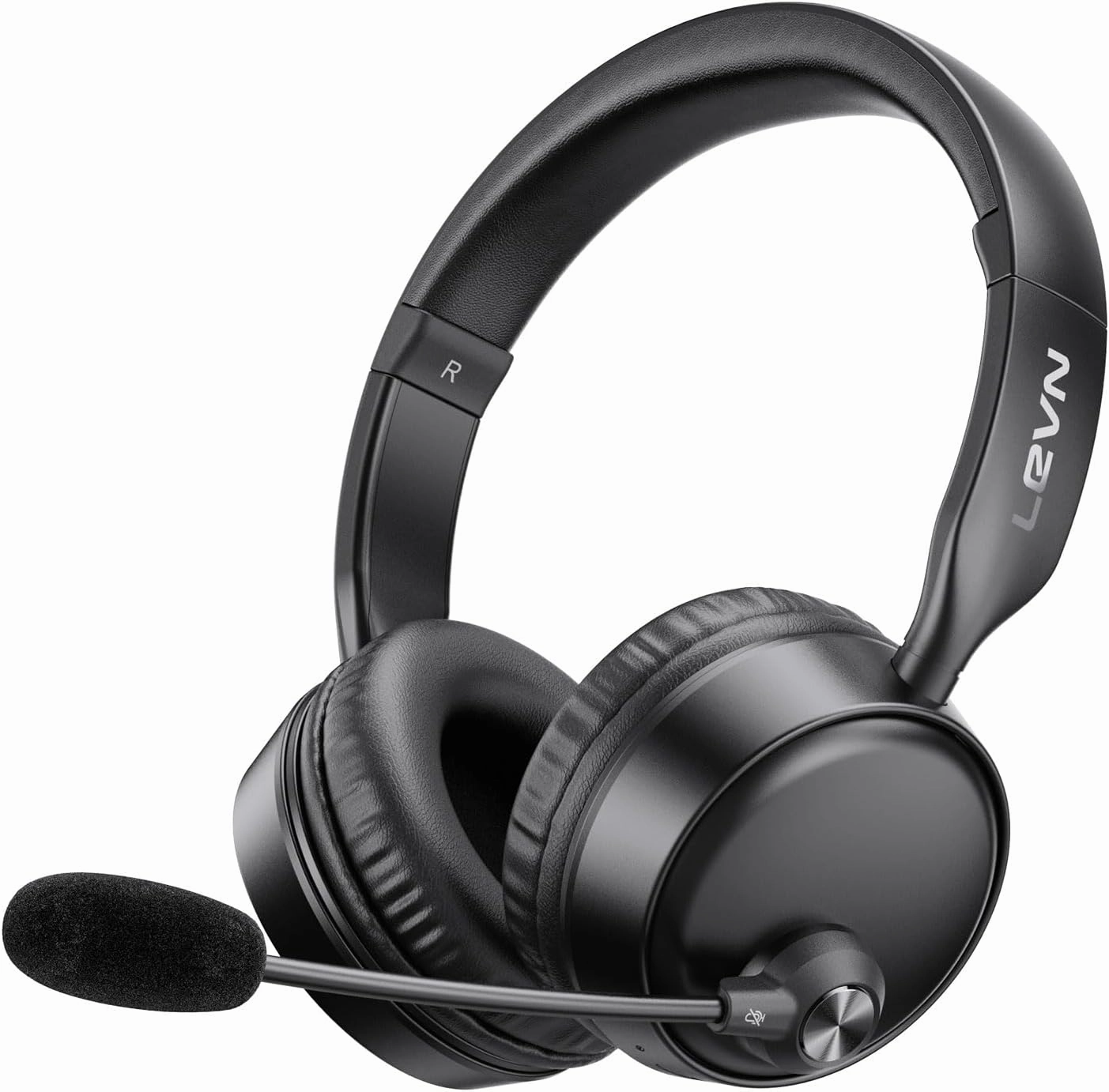 LEVN Bluetooth Headset, Bluetooth Headphones with Microphone (AI Noise Cancelling), 60 Hrs Working Time Dual Connection Wireless Headset with Mic & Mute Button for Work/Phone/Call Center/PC/Laptop