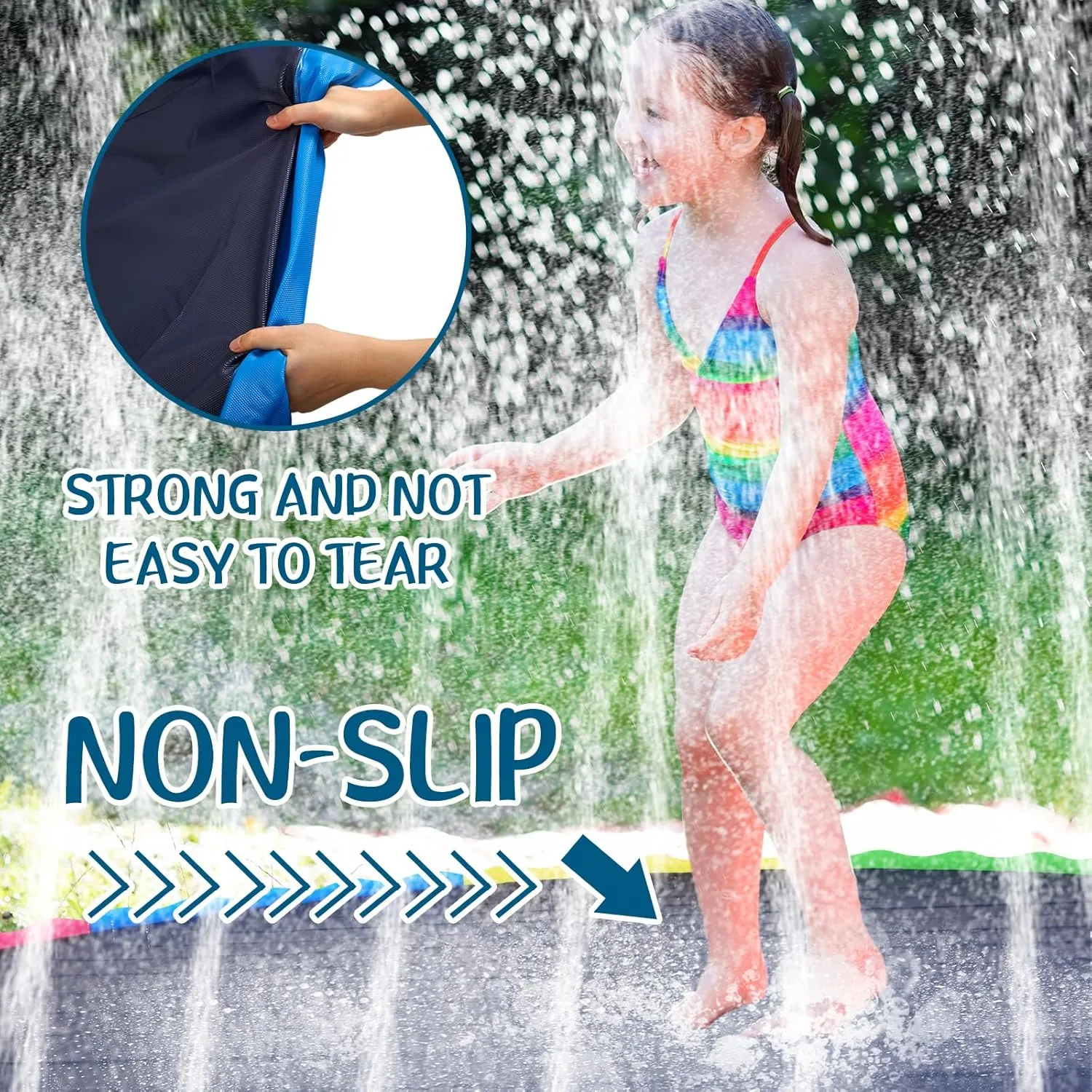Lewtemi 12 ft Extra Large Non Slip Splash Pad 144" for Adult Kids and Dog Giant Thicken Sprinkler Pool Summer Outdoor Toys Fun Backyard Fountain Play Mat for Family Pet Dog(Bright Style)