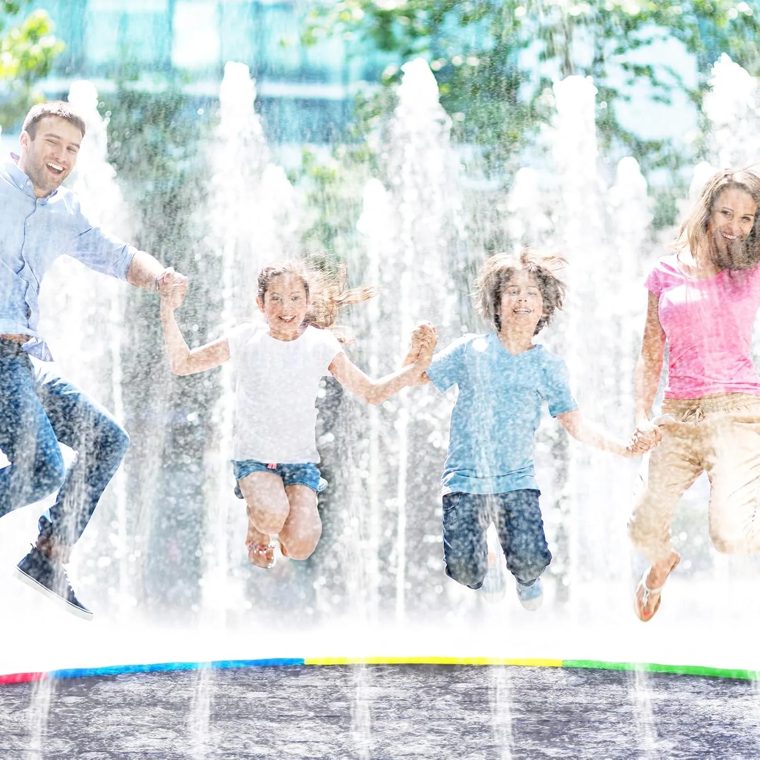 Lewtemi 12 ft Extra Large Non Slip Splash Pad 144" for Adult Kids and Dog Giant Thicken Sprinkler Pool Summer Outdoor Toys Fun Backyard Fountain Play Mat for Family Pet Dog(Bright Style)