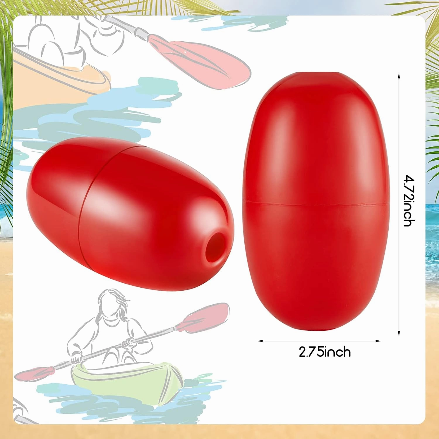 Lewtemi Buoys Floats Rope Floats Marine, 4.72'' x 2.75'', 3/5'' Hole Deep Water Fishing Marker Buoys Bulk for Boats Swimming Kayak Crabbing Trail Dock Pool