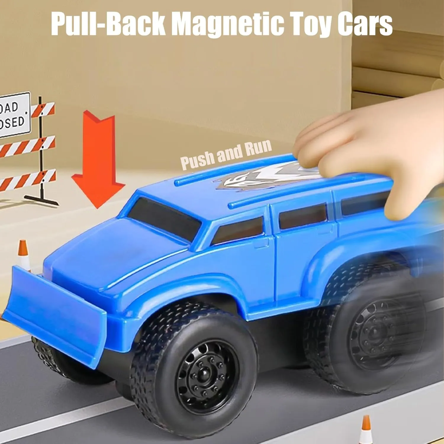 Licateduap Magnetic Wall Climbing Toy Car, Educational Anti-Gravity Inertial Wall Climbing Car, Pull-Back Inertial Magnetic Toy Cars (Blue Red Yellow)