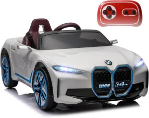 Licensed BMW Kids Ride on Car with Remote Control by Bopilon 12V 7AH Electric Car for Kids Battery Powered Ride on Toys Car for Kids, Adjustable Speed, Safety Belt, Music&LED Lights(White)