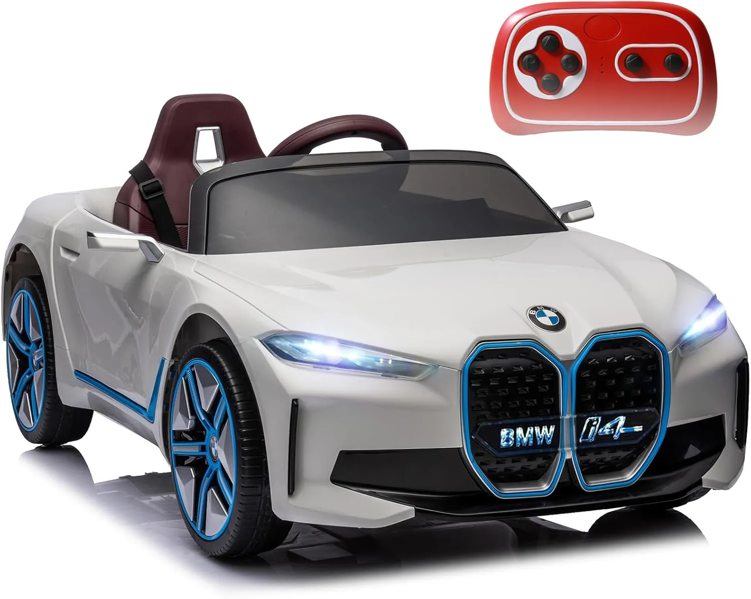 Licensed BMW Kids Ride on Car with Remote Control by Bopilon 12V 7AH Electric Car for Kids Battery Powered Ride on Toys Car for Kids, Adjustable Speed, Safety Belt, Music&LED Lights(White)