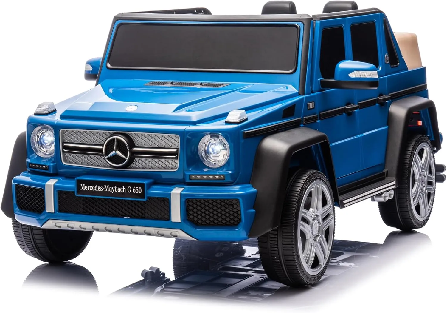 Licensed Mercedes Benz Maybach G650, 12V Ride On Car for Kids | Electric Car Ride on Truck w/Parent Remote Control, Music, LED Lights, 2 Motors, Suspensions, Safety Lock, 2 Doors, Storage Bin, Blue