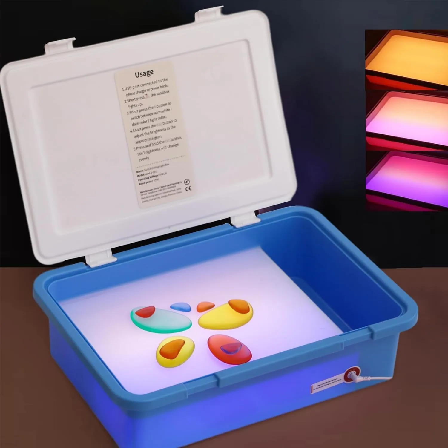 Light Table Manipulatives | Light Box for Kids | Sand Painting Light Box | Light Up Sensory Table | Light Table Toys | Kids Light Table | Shine Bright Light Box | 18"LED Light Box 3 Modes(Blue)