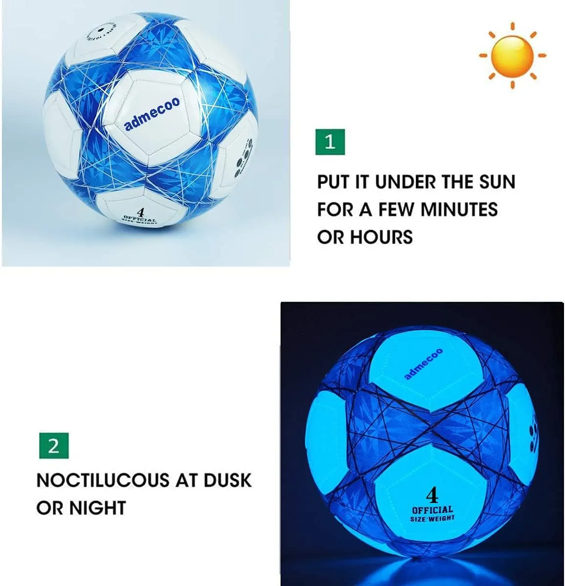 Light Up Soccer Ball Glow in The Dark Soccer Ball Size 3/4/5 with Needles and Pump Ball for Men Youth and Adult Night Games