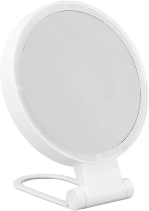 Lighted Makeup Mirror, 1X 5X Double Sided Magnifying Mirror LED Vanity Mirror with Folding Handle, Touch Control, Stepless Dimmable Tabletop Rechargeable Travel Makeup Mirror