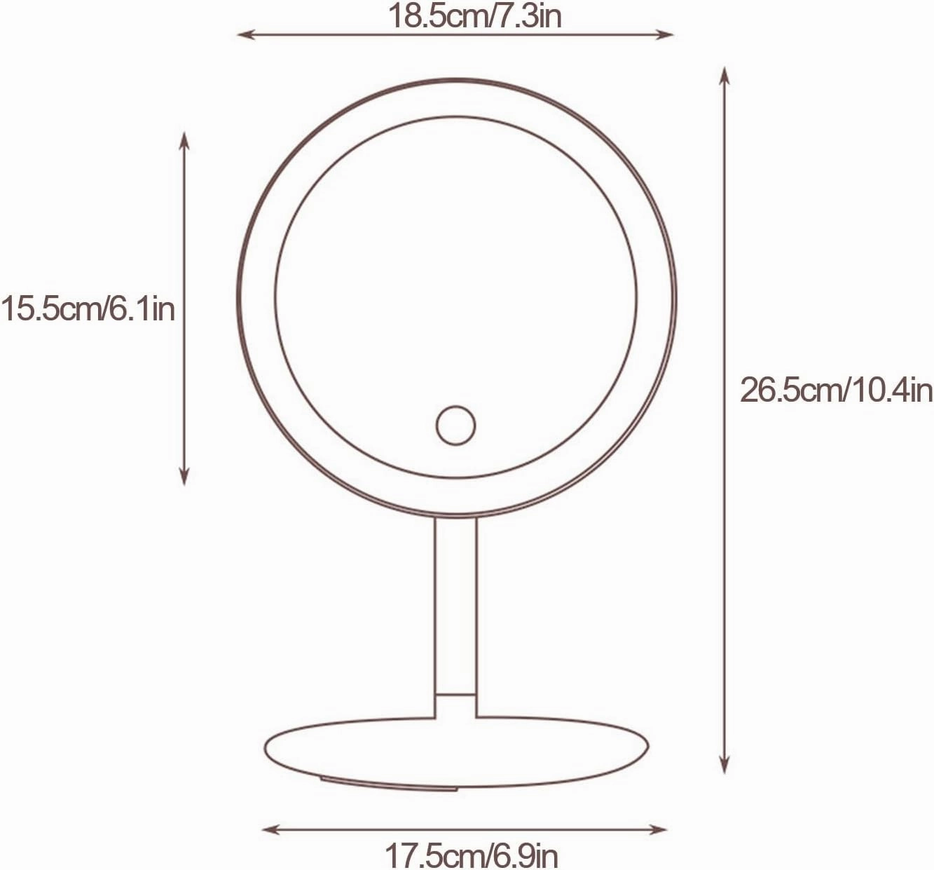 Lighted Makeup Mirror with Monochrome Light, Rechargeable LED Vanity Mirror, 180° Rotation(White)