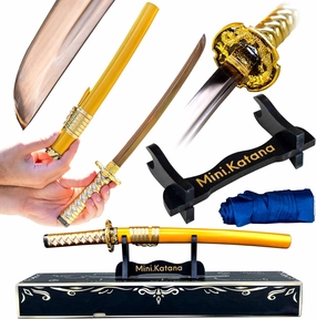 Like-Original Mini Katana - 15" Hand-Made Semi-Sharp 1095 Carbon Stainless Steel Real Katana Sword