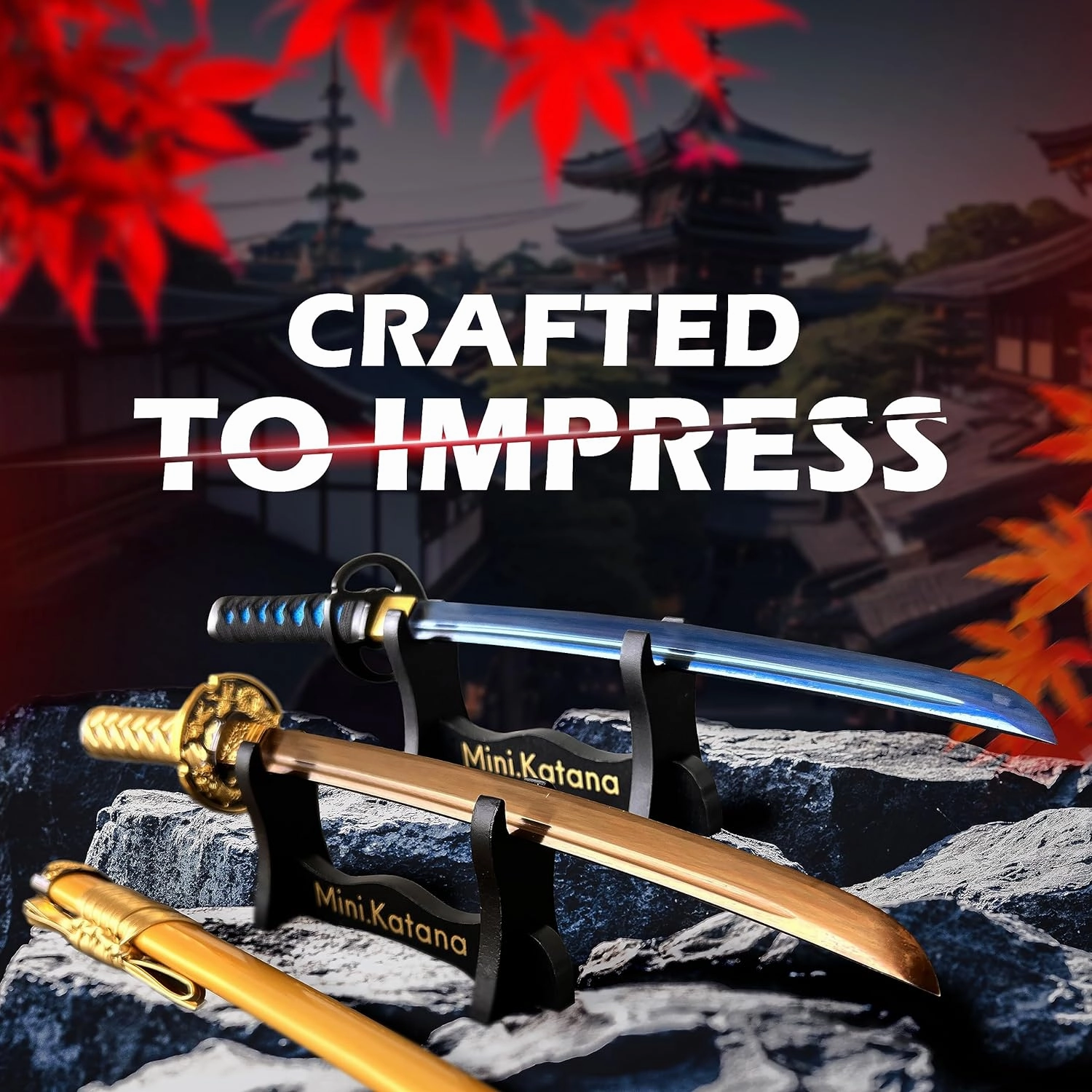 Like-Original Mini Katana - 15" Hand-Made Semi-Sharp 1095 Carbon Stainless Steel Real Katana Sword