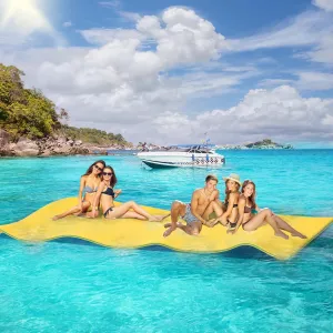 Lily Pad Floating Mat, 6'/9'/12'/18’ Floating Water Mat, 3-Layer Tear-Resistant XPE Foam Water Mat for Lake, Water Recreation Pool, Beach, Ocean(12'Yellow)