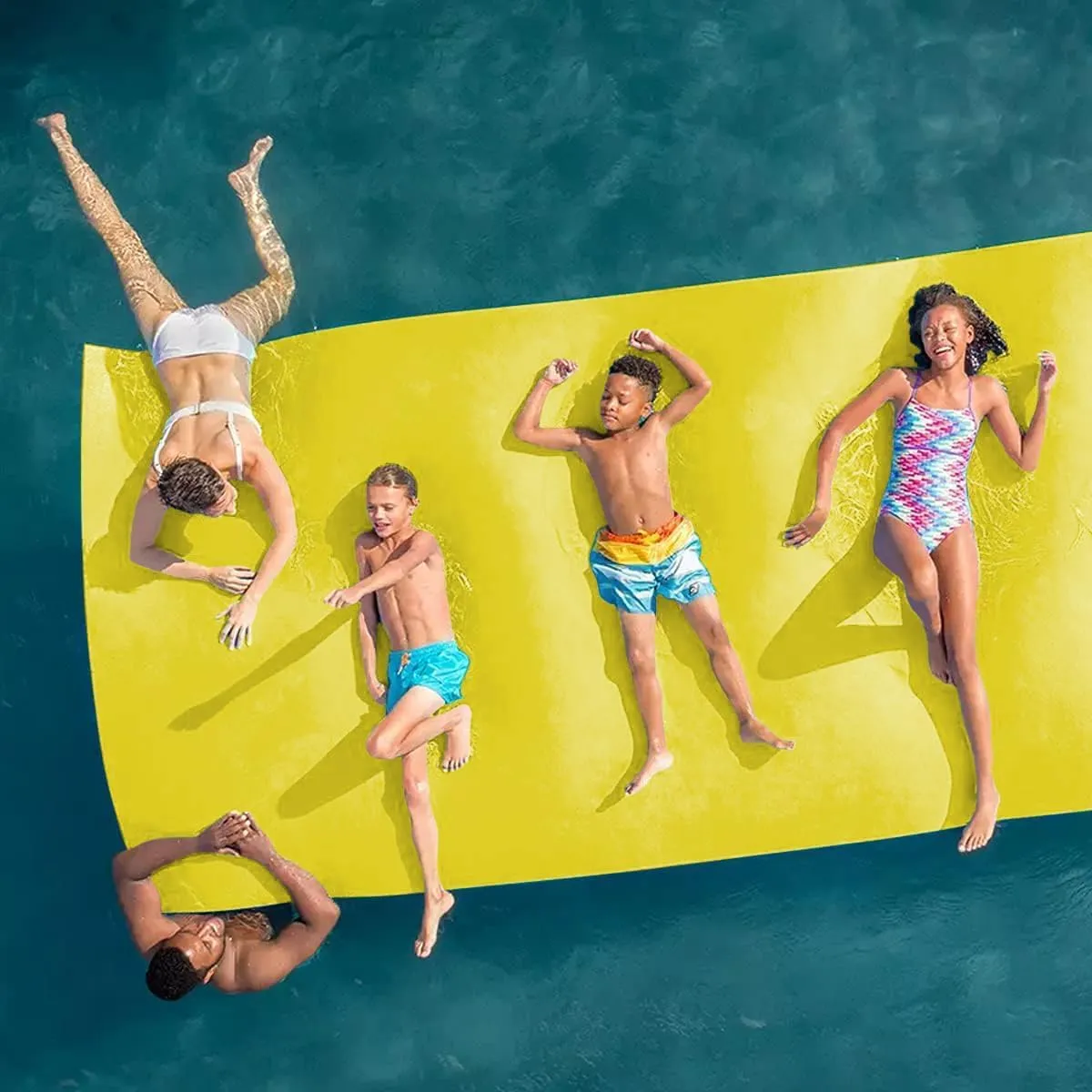 Lily Pad Floating Mat, 6'/9'/12'/18’ Floating Water Mat, 3-Layer Tear-Resistant XPE Foam Water Mat for Lake, Water Recreation Pool, Beach, Ocean(12'Yellow)