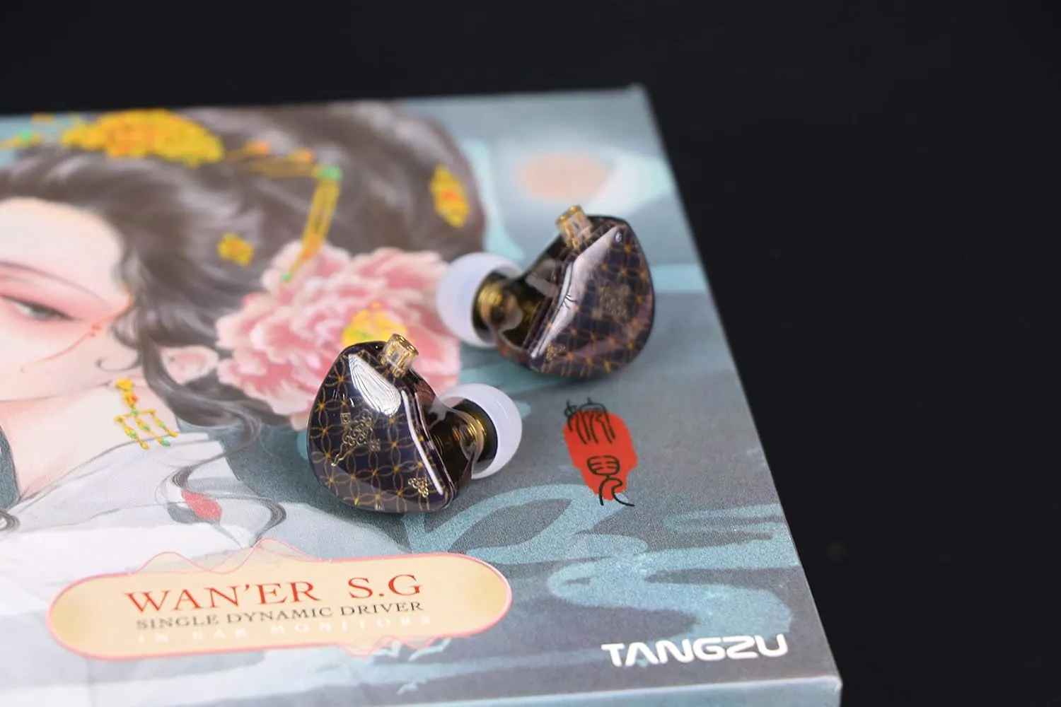 Linsoul TANGZU Wan’er S.G HiFi 10mm Dynamic Driver PET Diaphragm in-Ear Earphone with Ergonomic Shape, Detachable Recessed 2Pin OFC Braided Cable for Audiophile Musician DJ Stage(Black, with Mic)