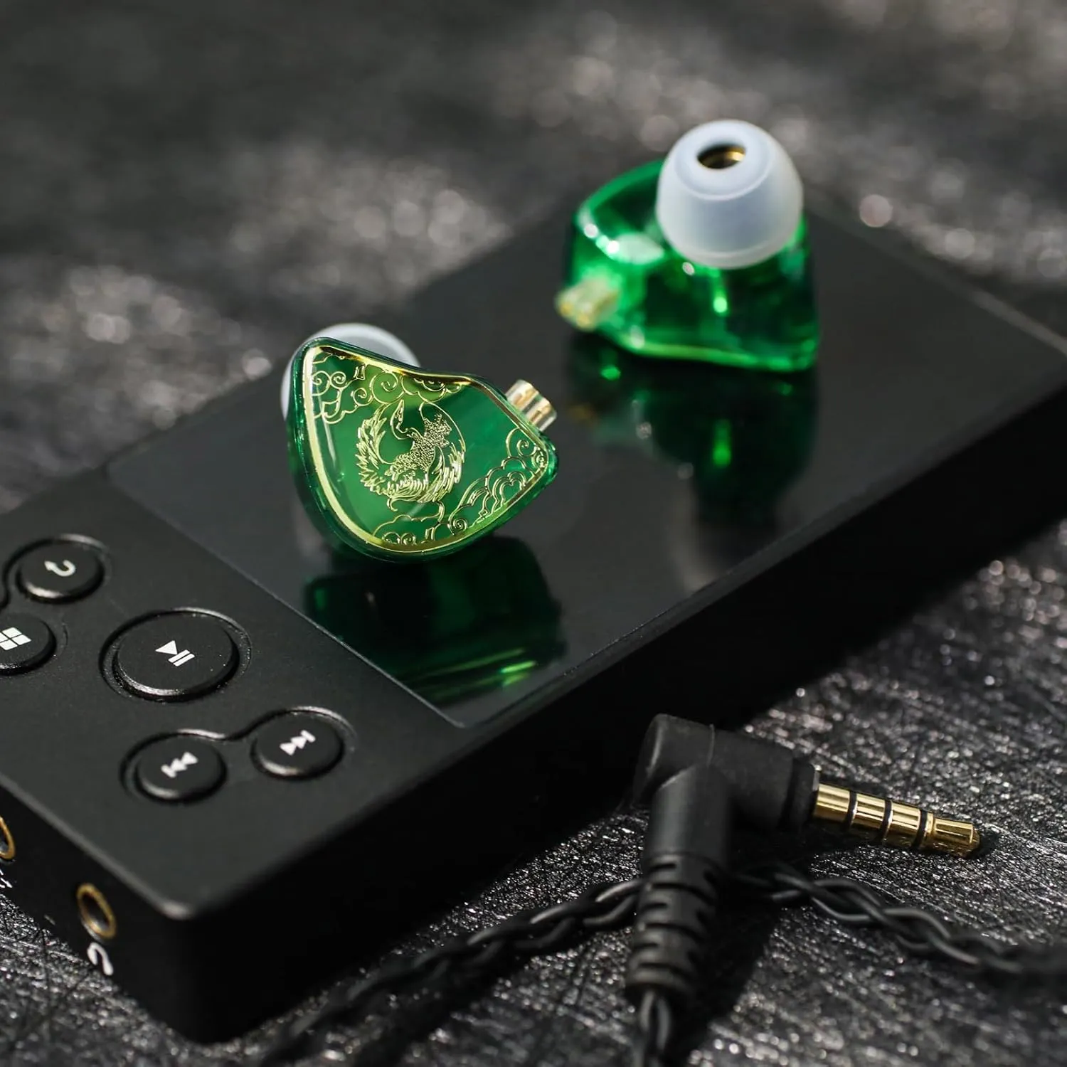 Linsoul TANGZU Wan’er S.G HiFi 10mm Dynamic Driver PET Diaphragm in-Ear Earphone with Ergonomic Shape, Detachable Recessed 2Pin OFC Braided Cable for Audiophile Musician DJ Stage(Green, with Mic)
