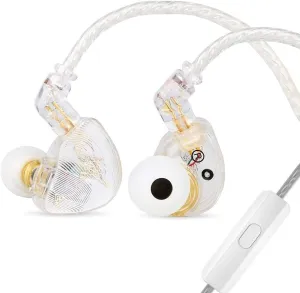 Linsoul TANGZU Wan’er S.G HiFi 10mm Dynamic Driver PET Diaphragm in-Ear Earphone with Ergonomic Shape, Detachable Recessed 2Pin OFC Braided Cable for Audiophile Musician DJ Stage(White, with Mic)