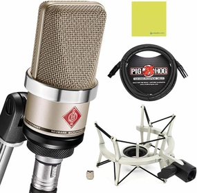 Liquid Audio Neumann TLM-102 Studio Set Cardioid Condenser Microphone Nickel Bundle w/Pig Hog Mic Cable Polishing Cloth