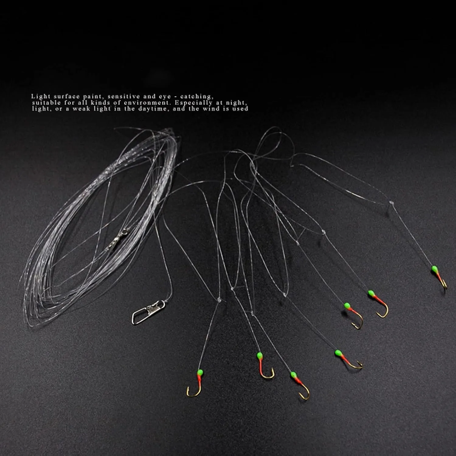 Liudan Fishing Hook 5 Pairs White Rod with Rope Hook Group Seven Star Fishing Hook White Gold 7 Hook with Cage Fishing Hook Fishing Hooks