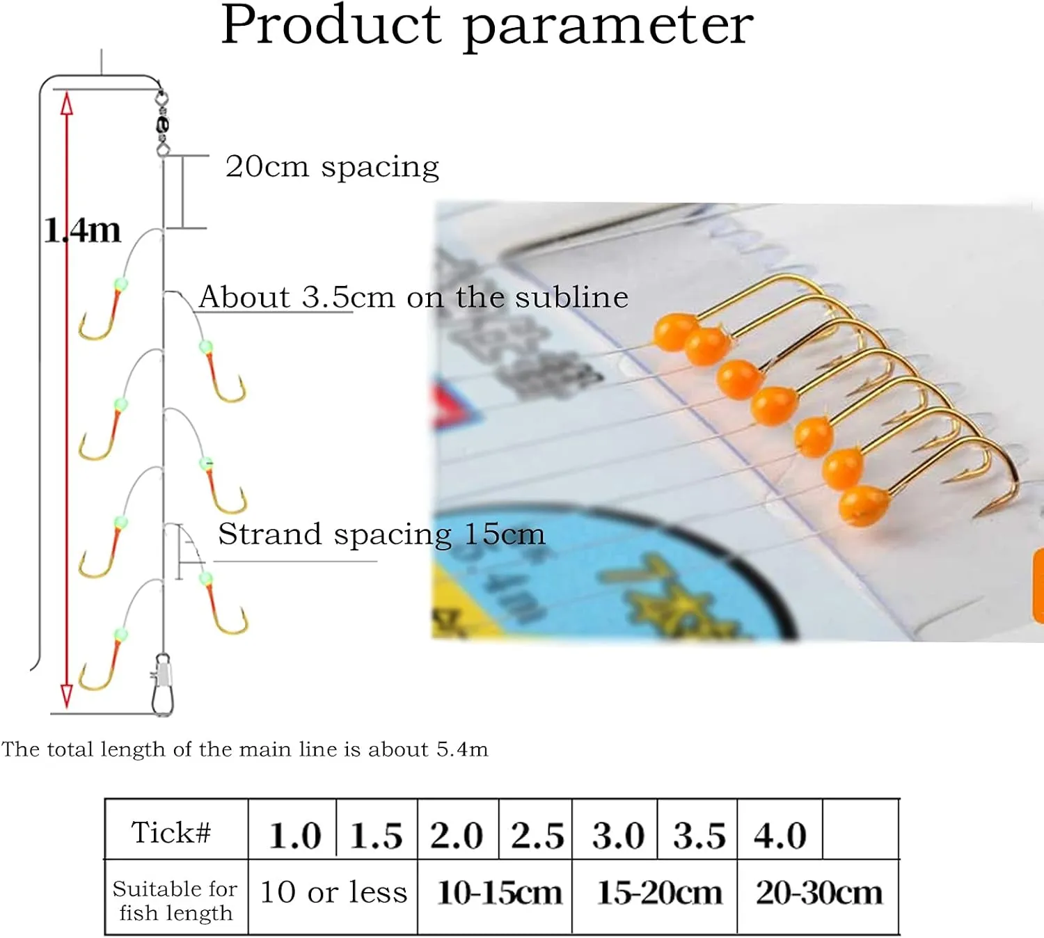 Liudan Fishing Hook 5 Pairs White Rod with Rope Hook Group Seven Star Fishing Hook White Gold 7 Hook with Cage Fishing Hook Fishing Hooks