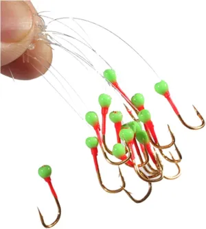 Liudan Fishing Hook 5 Pairs White Rod with Rope Hook Group Seven Star Fishing Hook White Gold 7 Hook with Cage Fishing Hook Fishing Hooks