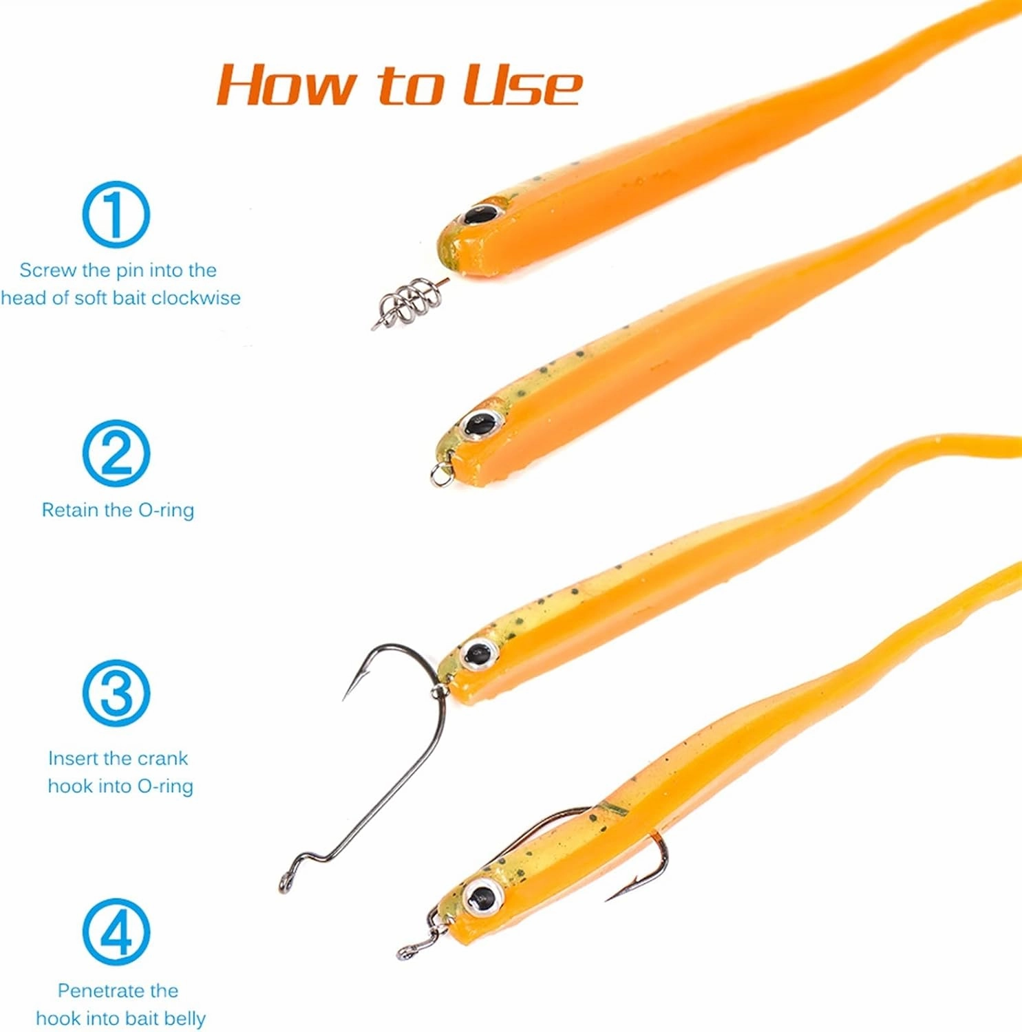 Liudan Fishing Hook Stainless Steel Fishing Points 40/100 PCS Spring Twist Lock Fishing Hook Tool Centrating Pins Fixed Latch Needle for Soft Bait Fishing Hooks