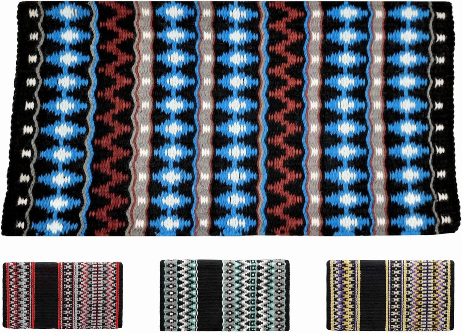 Livia Western Show Saddle Blanket – Handwoven 100% New Zealand Wool, Oversize 34" x 38", Over 5 lbs, Breathable, Ideal for Layering at Horse Shows, Parades & Rodeos