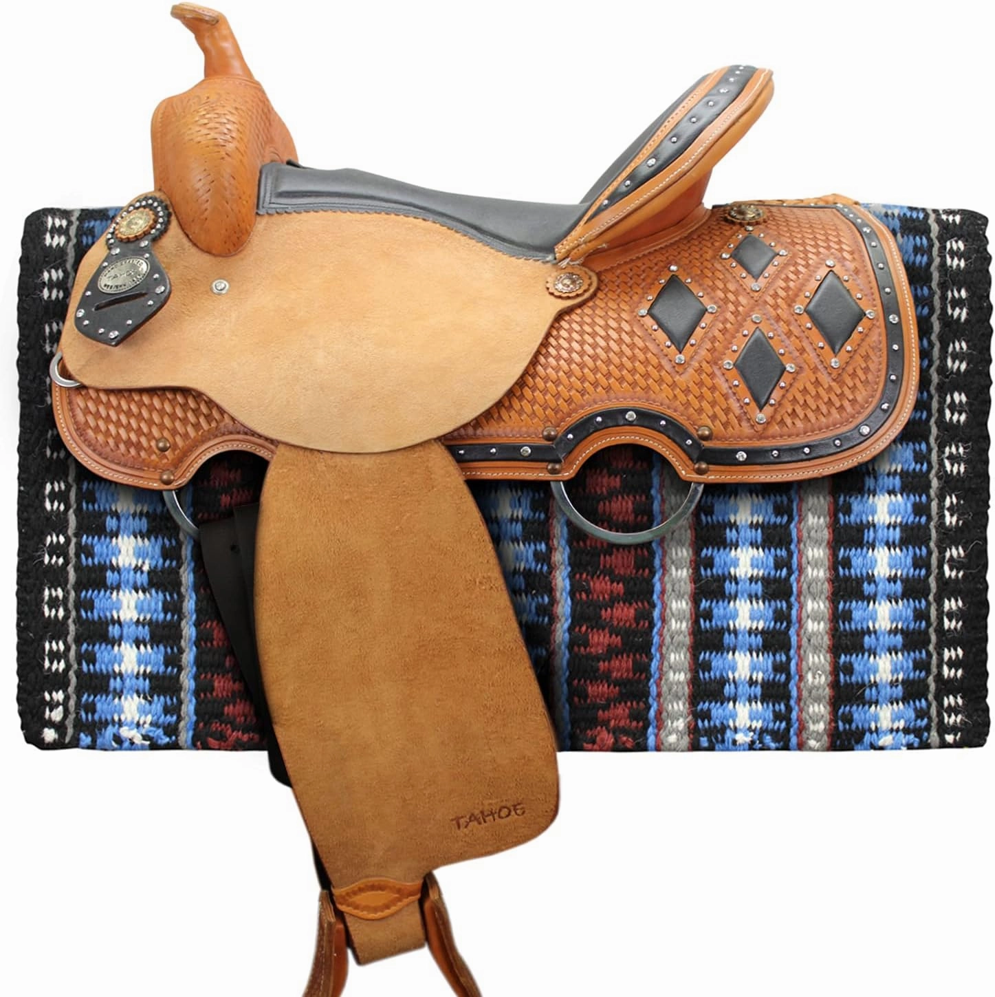 Livia Western Show Saddle Blanket – Handwoven 100% New Zealand Wool, Oversize 34" x 38", Over 5 lbs, Breathable, Ideal for Layering at Horse Shows, Parades & Rodeos