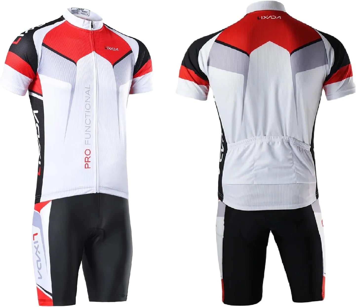 Lixada Men's Cycling Jersey Short Sleeve with Padded Shorts Quick-Dry Summer Short Bike Clothing Bicycle Shirts Pants Set