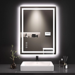 LOAAO 24X32 LED Bathroom Mirror with Lights, Anti-Fog, Dimmable, Backlit   Front Lit, Lighted Bathroom Vanity Mirror for Wall, Memory Function, Tempered Glass, Shatter-Proof, ETL Listed