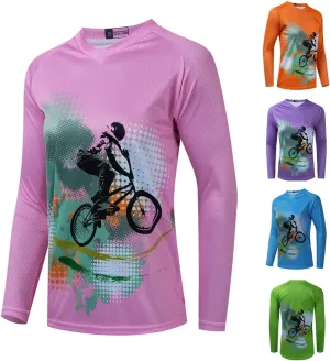 Long Sleeve MTB Jersey Women, Dirt Bike Shirt for Mountain Motocross Biking BMX Motorcycle Fishing Off Racing
